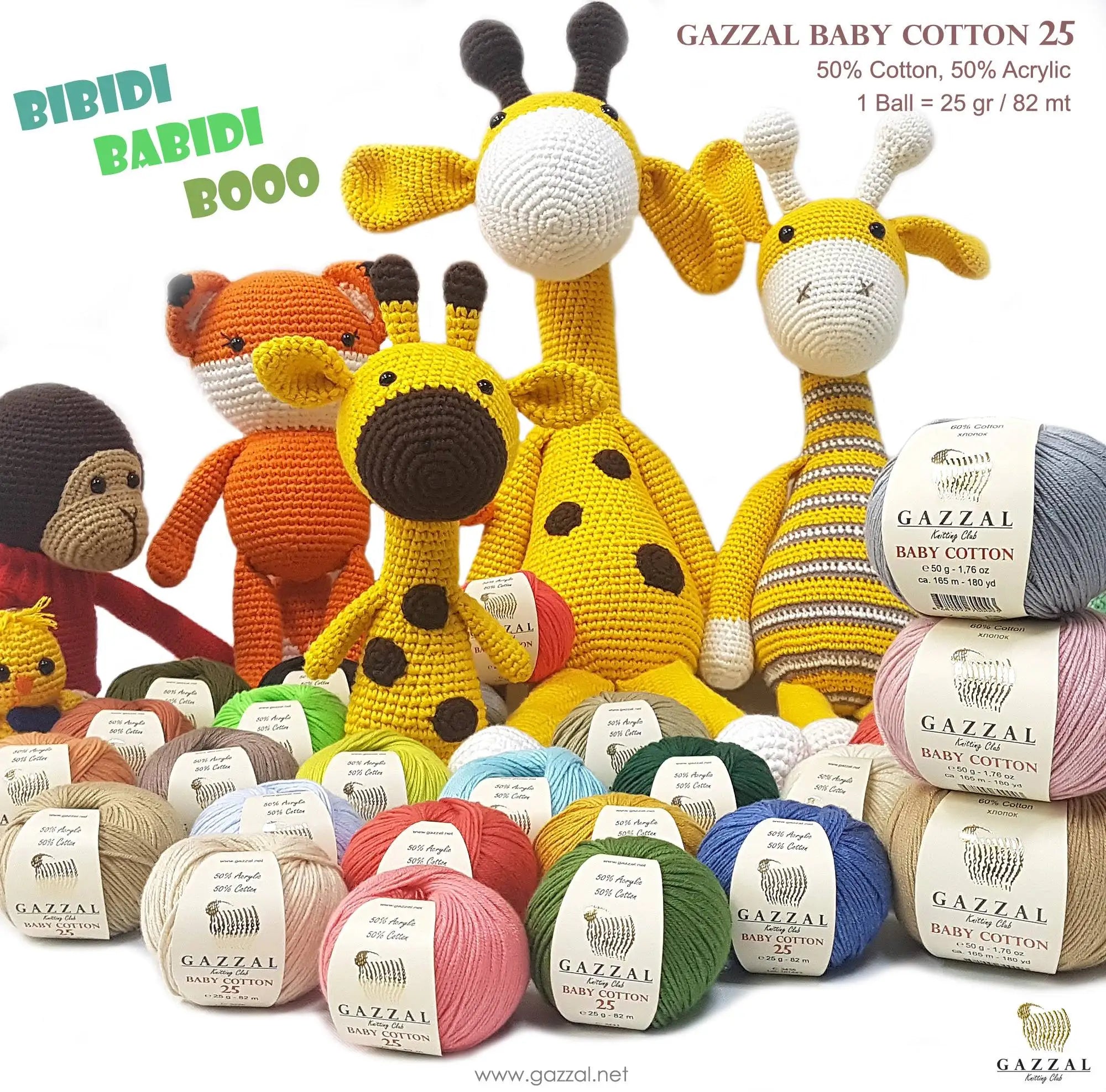 Gazzal Baby Cotton 25 Cotton Yarn, Hand knitting, Crochet, Hobbyshopy