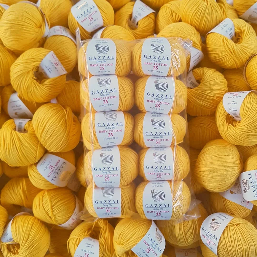 Gazzal Baby Cotton 25 Cotton Yarn, Hand knitting, Crochet, Hobbyshopy