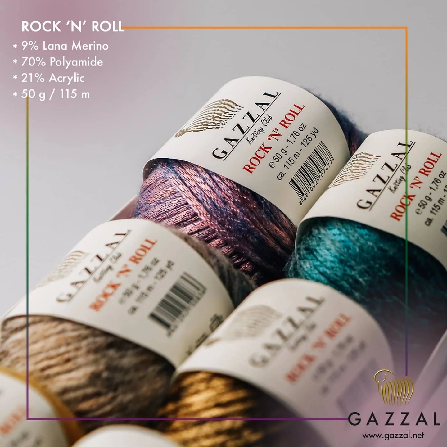 Gazzal Rock N Roll Hand knitting yarn, glittier